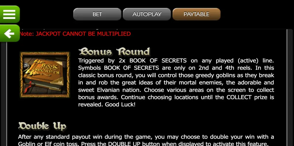 Bonuses slot Goblins cave